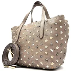良品 JIMMY CHOO ジミーチュウ ミニ サラ トートバッグ レザー グレージュ スタースタッズ 2WAY ショルダーバッグ 斜め掛け 鞄 MINI SARA レディース ウィメンズ カジュアル ラグジュアリー 人気 希少 星形 ビス