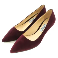 プラダ PRADA パンプス ポインテッドトゥ ハイヒール スエード 34.5 ボルドー /BB