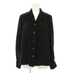 ピエールカルダン Pierre Cardin オープンカラーシャツ ブラウス シルク 88 黒 ブラック シアー 長袖 /BB ■ECC001のサムネイル