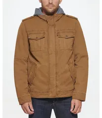リーバイス メンズ アウター ジャケット・ブルゾン ジャケット LevisR Twill Hooded Military Trucker Jacket Brown ブラウン