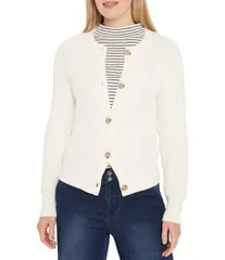 ニックアンドゾー レディース アウター ニット・セーター カーディガン NIC ZOE Waffle Knit Round Neck Long Sleeve Cardigan Classicream クリーム