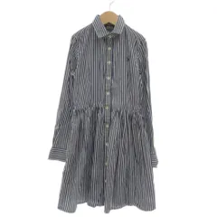 ポロ ラルフローレン POLO RALPH LAUREN シャツワンピース 長袖 ストライプ柄 8 ホワイト ネイビー /UO