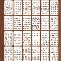 CAWKAY ステンシルシート 描画テンプレート アルファベット DIY 手書きアート 再利用可能 絵画 塗装 手芸 アルバム 手記 数字 (24枚セット) [24枚セット（A）]のサムネイル