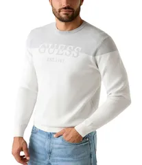 ゲス メンズ アウター ニット・セーター ロゴ Guess Long Sleeve Kantu Blocking Logo Sweater Milkyのサムネイル