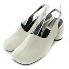 ステュディオス STUDIOUS Round Shaped Slingback ストラップパンプス スクエアトゥ チャンキーヒール レザー 牛革 1 22.5cm-23cm 白 ホワイト /BB ■OFのサムネイル