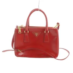 プラダ PRADA ガレリア ハンドバッグ ショルダーバッグ 2WAY サフィアーノ レザー エナメル 三角プレート 赤 レッド ■GY17 /MQ ■OH