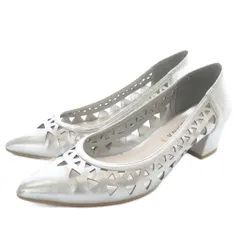 ダイアナ DIANA カットアウトデザイン ポインテッドトゥ パンプス レザー ポインテッドトゥ 23cm シルバー色