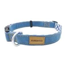 【新品】 Aimintoの犬用カラーは軽量でアルミニウム製で、高級デニムを使用しており、快適さと耐久性を兼ね備えています、アルミニウムのリングが付いているため、簡単に解除できます、小型犬に適しており (S(首範囲28-45cm), ベイビーブルー) 1のサムネイル