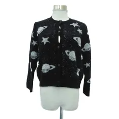 ザラ ZARA ニットカーディガン ミドル丈 S 黒 ブラック 総柄 ラメ グリッター /HO19 ■GY58