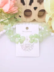 ワイヤーフラワー❁⃘*.ﾟイヤーカフ風耳飾り(pastel green)