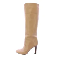 ダイアナ DIANA ロングブーツ ラウンドトゥ チャンキーヒール フェイクレザー 24.5cm ベージュ /BB