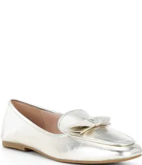 コールハーン レディース シューズ スリッポン・ローファー レザー Cole Haan Payson Leather Bow Square Toe Loafersoft Gold ゴールド