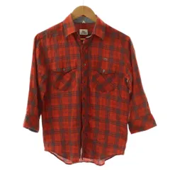 ラコステ LACOSTE シャツ 2 赤 レッド チェック柄 七分袖 胸ポケット ロゴ刺繍 /RP ■GY58