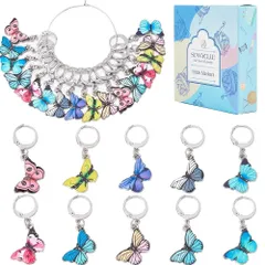 【特価セール】SUNNYCLUE　1箱20個　蝶　チャーム　蝶　カニカン　ステッチ　マーカー　チャーム　蝶々　ステッチマーカー　レバーバック　ピアス　パーツ　イヤリング　蝶の羽　ネックレス　胡蝶　編み物　ピアス　合金チャーム　ロブスター　羽　キーホルダー　マカ