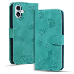 【新着商品】用の 16 Plus ケース 手帳型 16Plus ケース 16プラス カバー かわいい 猫の後ろ姿 16 プラス 携帯カバー 16 Plus スマホケース 財布型 スタンド機能 マグネット式 薄型 軽量 美しい 桜の花 - グリーン