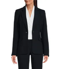 ダナキャラン レディース アウター コート ブレザー DKNY by Donna Karan Long Sleeve 1Button Blazer Navy ネイビーのサムネイル