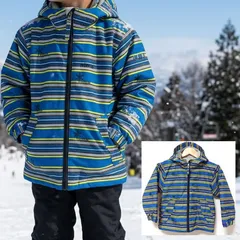 雪遊びに【nima】ニーマ スキー スノボ ジャケット ジャンパー ブルゾン アウター 雪の結晶 ボーダー ブルー 青色 ウィンター スポーツ ウィンデックス キッズ 子供服 男の子 サイズ110 /M44002jQ