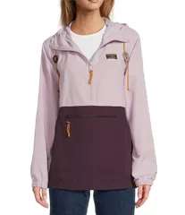 エルエルビーン レディース アウター コート ジャケット LLBean Mountain Classic Color Block Hooded Kangaroo Pocket Weather Resistant Anorak Jacket Lavender I