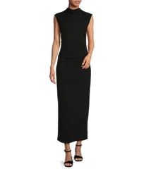 ジャンビニ レディース トップス ワンピース モックネック ミディワンピース ミディ キャップ ニット Gianni Bini Knit Mock Neck Cap Sleeve Bodycon Midi Dress Black ブラック