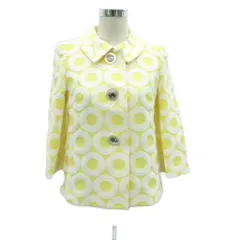 ピエールカルダン Pierre Cardin ステンカラージャケット 38  M 黄色 イエロー オフホワイト 総柄 七分袖 /HO31 ■GY58のサムネイル