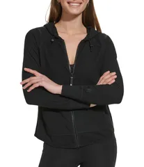 ダナキャラン レディース アウター コート ミニ パーカー DKNY Sport by Donna Karan Long Sleeve Full Zip Mini Slub Waffle Pocketのサムネイル