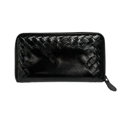 BOTTEGA VENETA(ボッテガヴェネタ) 長財布 イントレチャート 114076 黒 ラウンドファスナー レザー