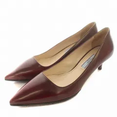 プラダ PRADA パンプス レザー ポインテッドトゥ 34.5 ボルドー ブラウン /☆G