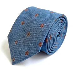 ヴィンテージタイ Appealing ブルー ドット柄 小紋柄 水玉 リネン 麻 ブランドネクタイ 総柄 メンズネクタイ 高級シルク