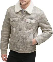 リーバイス メンズ アウター ジャケット・ブルゾン LevisR Sherpa Zip Frontrucker Jacket Grey グレー