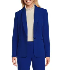 プレストンアンドヨーク レディース アウター コート クレープ ブレザー Preston York Alyssa Notch Lapel Long Sleeve One Button Crepe Blazer Cobalt コバルト