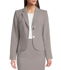 カルバンクライン レディース アウター コート ブレザー Calvin Klein Luxe Stretch 2 Button Notch Lapel Long Sleeve Blazer Tinのサムネイル
