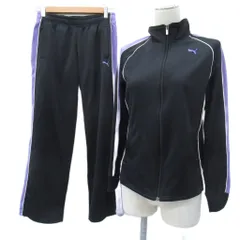 プーマ PUMA ジャージ セットアップ 上下 S 黒 ブラック ジャケット ミドル丈 スタンドカラー ストレートパンツ ロング丈 /SM46 ■GY58