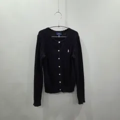 ポロラルフローレン 女の子 ケーブル ニット カーディガン ネイビー M/8/10