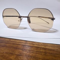 ぺ*ぺ様 BLANC B0019 ゴールドメタル 六角形サングラス ブラウンレン
