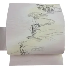 名古屋帯 秀品 菖蒲 流水 ぼかし 金彩 薄小豆 正絹 【中古】