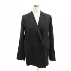 テーラードジャケット ミドル丈 上着 麻 リネン 4 大きいサイズ 黒 ブラック ダブルブレスト /SM24 ■GY58