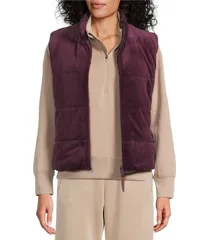 ウエストバウンド レディース アウター ベスト ベルベット ノースリーブ Westbound Athleisure Reversible Sleeveless Zipper Front Velvet Vest Cherry