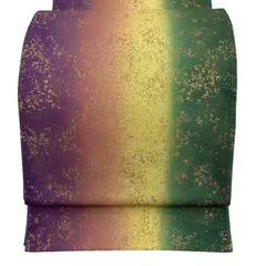 【美品】 袋帯 名品 幾何学 金彩 ぼかし 紫 全通 正絹 【中古】