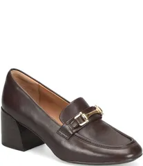 ソフト レディース シューズ パンプス レザー ローファー ヒール Sofft Casandra Leather Block Heel Bit Buckle Loafer Pumps Espresso