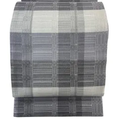 【美品】 袋帯 名品 縞 幾何学 銀糸 灰紫 六通 正絹 【中古】