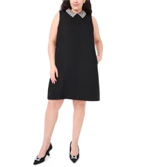 セセ レディース トップス ワンピース A ライン ミニワンピース ミニ ツイード ノースリーブ CeCe Tweed Collar Sleeveless ALine Mini Dress Rich Black ブラック
