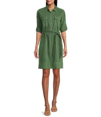 トッミーバハマ レディース トップス ワンピース シャツワンピース シャツ Tommy Bahama Coastal Twill Short Sleeve Button Front Shirt Dress Olive Tree オリーブ