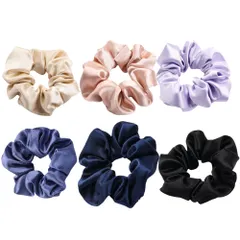 髪ゴム 髪に優しい 4.5cm ヘアアクセサリー 6色 エレガント シュシュ おしゃれ 大人 サテン レディース ボリューム 女の子 6枚セット 髪飾り ヘアゴム 母の日ギフト