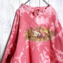 【入手困難】90s～ Vintage USA古着 紐付き スウェット トレーナー タイダイ ブリーチ フローラル #2610のサムネイル