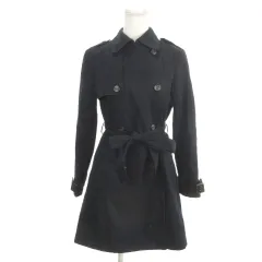 ブロードゥリー&コー Broderie&Co ナノユニバース トレンチコート 36 紺 ネイビー ダブルブレスト 長袖 ベルト付き /MN19 ■GY58