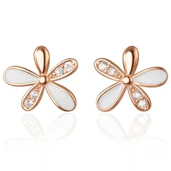 【新品】 Umiwe 925ローズゴールド 花 セカンドピアス レディース アレルギー対応 ジルコン 小さめ つけっぱなし 両耳用 花モチーフ イヤリング ピアス 女性用 ギフト 1