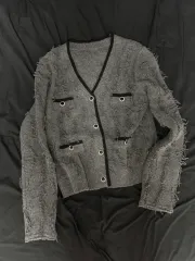 グレー ニット カーディガン
