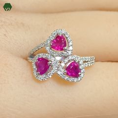 24-35】ルビー ダイヤモンド リング R0.86ct D0.16ct【中古】【PT900 
