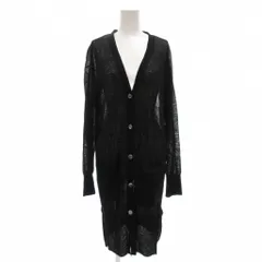 イリゼ IRISE シアーロングカーディガン ニット 長袖 麻 リネン 2 黒 ブラック /GV ■GY62