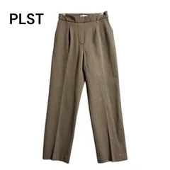 ●棚番号AW-6 PLST プラステ テーパードパンツ XS ブラウン 茶色 ストレッチ素材 美シルエット オフィスカジュアル 上品 シンプル